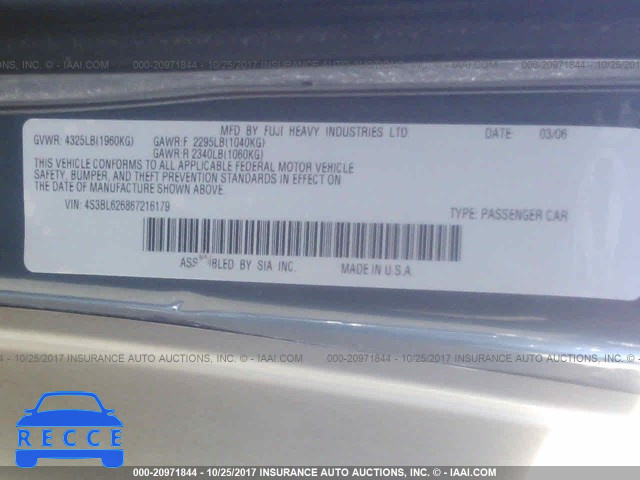 2006 Subaru Legacy 2.5I LIMITED 4S3BL626867216179 image 8