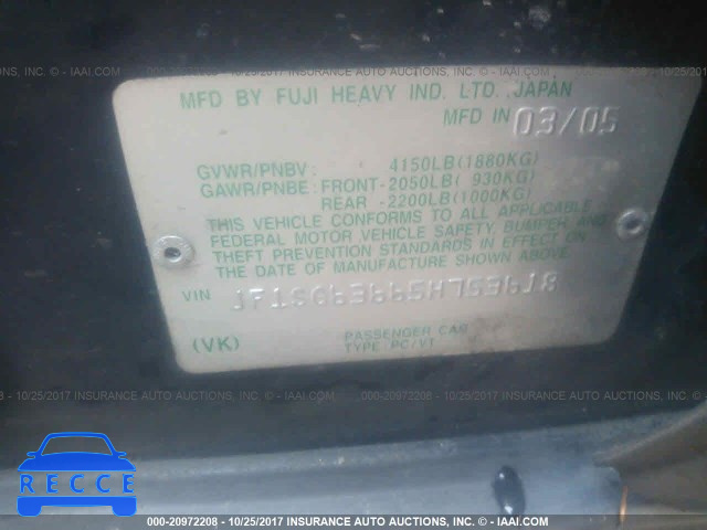 2005 Subaru Forester JF1SG63665H753618 зображення 8
