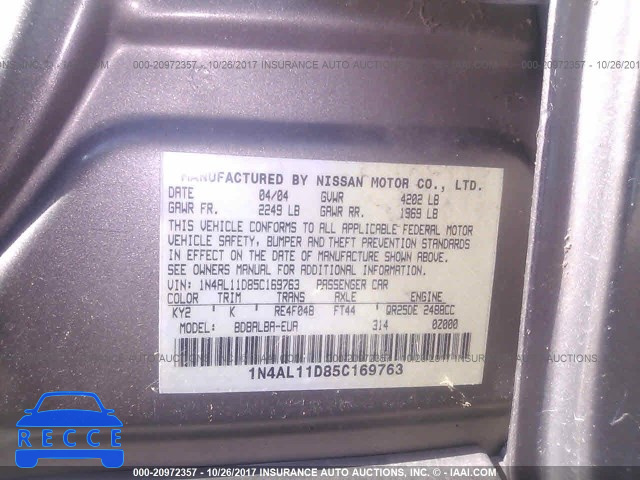 2005 Nissan Altima 1N4AL11D85C169763 зображення 8