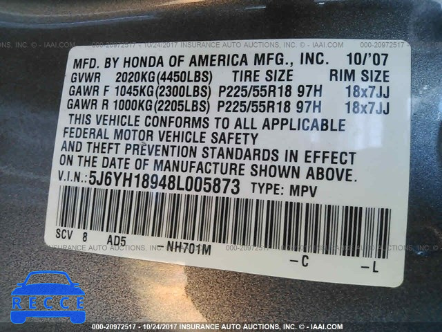 2008 Honda Element SC 5J6YH18948L005873 Bild 8