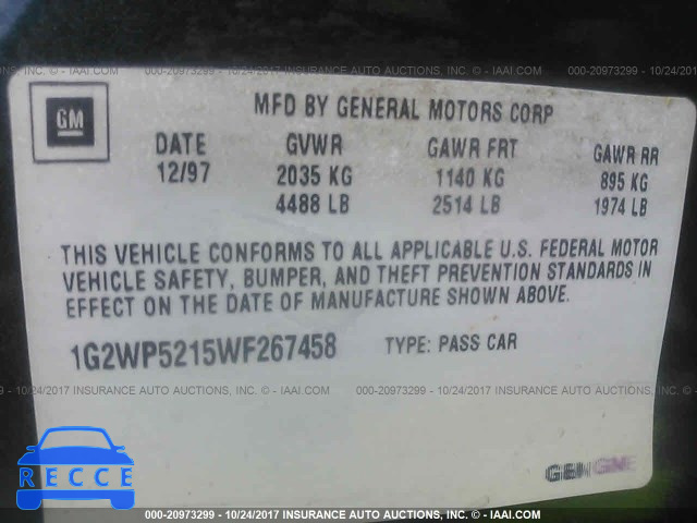 1998 Pontiac Grand Prix GTP 1G2WP5215WF267458 Bild 8