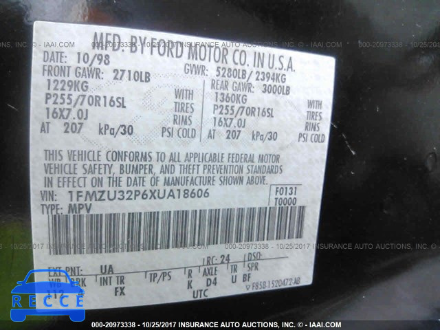 1999 Ford Explorer 1FMZU32P6XUA18606 image 8