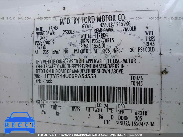 2006 Ford Ranger 1FTYR14U66PA54558 Bild 8