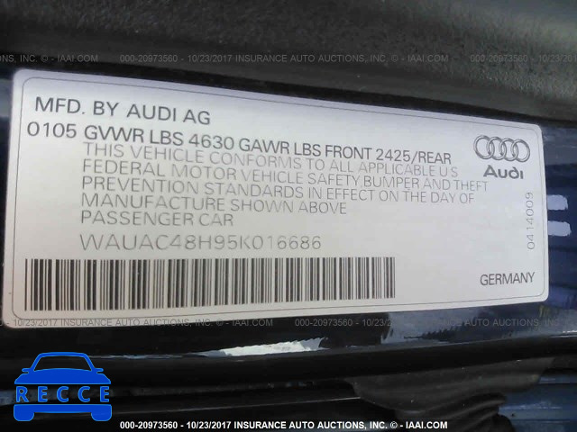 2005 Audi A4 WAUAC48H95K016686 image 8