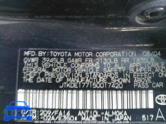 2005 Scion TC JTKDE177150017420 image 8