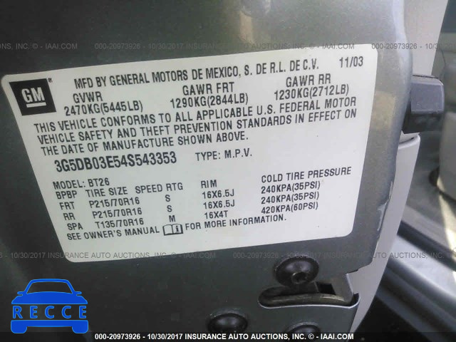 2004 Buick Rendezvous CX/CXL 3G5DB03E54S543353 Bild 8