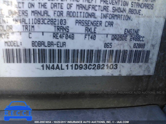 2003 Nissan Altima 1N4AL11D93C282103 image 8
