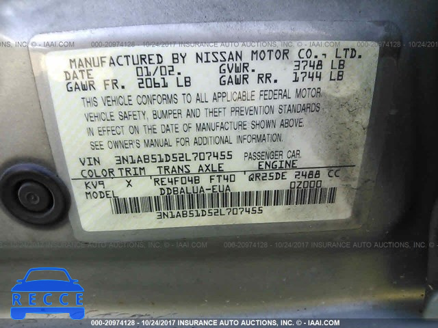 2002 Nissan Sentra SE-R SPEC V 3N1AB51D52L707455 image 8