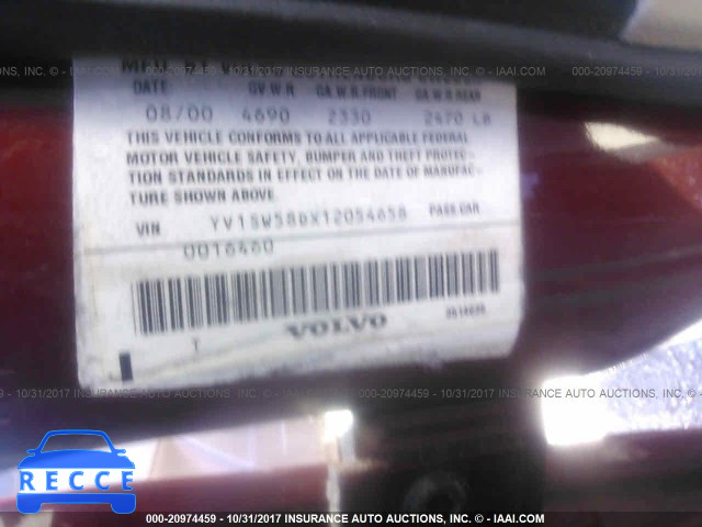 2001 Volvo V70 2.4T YV1SW58DX12054658 зображення 8