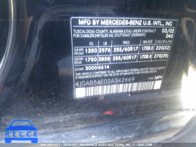 2002 Mercedes-benz ML 320 4JGAB54E02A342669 image 8