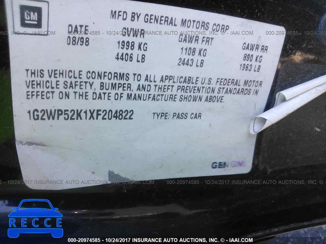 1999 Pontiac Grand Prix GT 1G2WP52K1XF204822 зображення 8