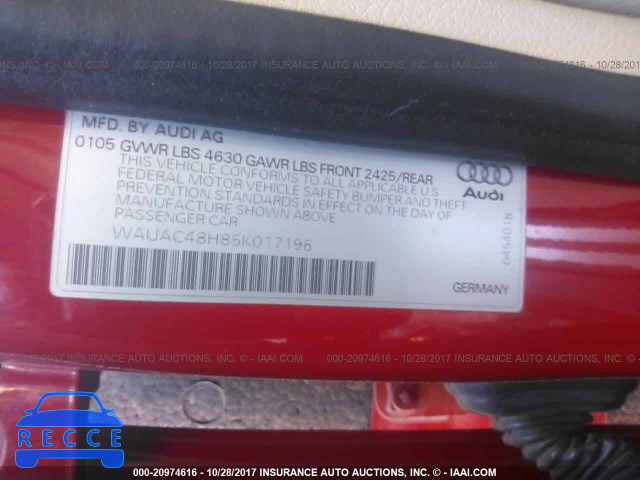 2005 Audi A4 1.8 CABRIOLET WAUAC48H85K017196 image 8