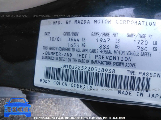 2002 Mazda Protege JM1BJ225220538938 Bild 8