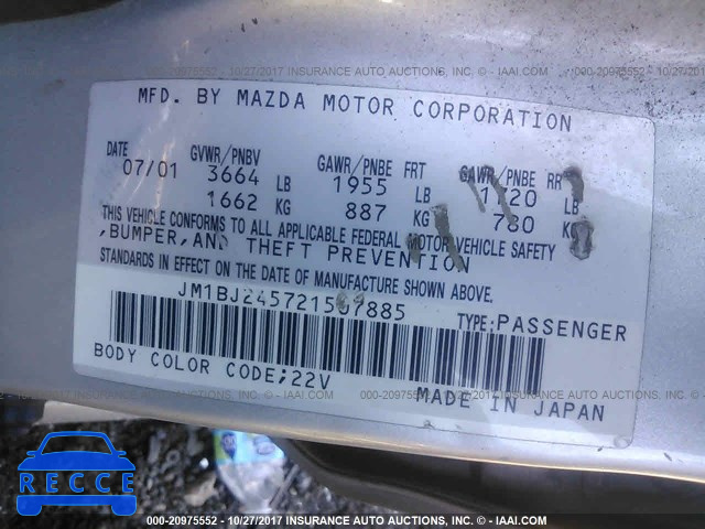 2002 Mazda Protege JM1BJ245721507885 image 8