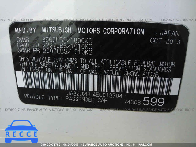 2014 Mitsubishi Lancer ES/ES SPORT JA32U2FU4EU012704 image 8