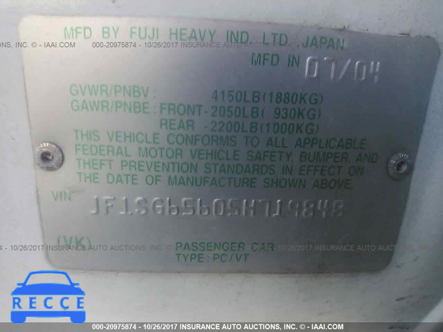 2005 Subaru Forester JF1SG65605H719848 image 8