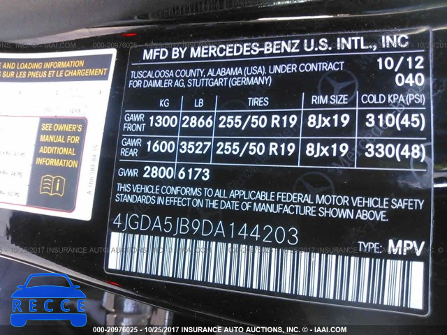 2013 Mercedes-benz ML 350 4JGDA5JB9DA144203 зображення 8