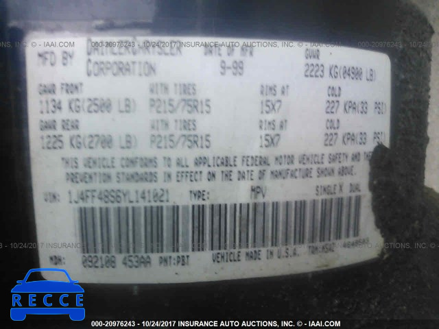 2000 Jeep Cherokee 1J4FF48S6YL141021 image 8