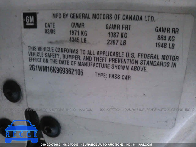 2006 Chevrolet Monte Carlo 2G1WM16K969362106 зображення 8