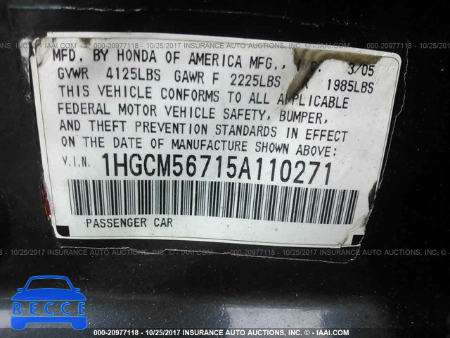 2005 HONDA ACCORD 1HGCM56715A110271 image 8