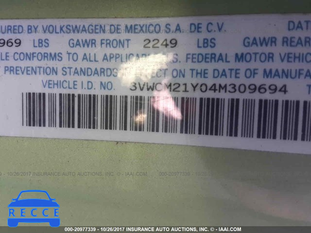 2004 Volkswagen New Beetle GLS 3VWCM21Y04M309694 image 8