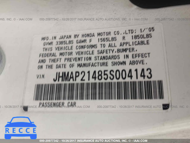 2005 HONDA S2000 JHMAP21485S004143 зображення 8