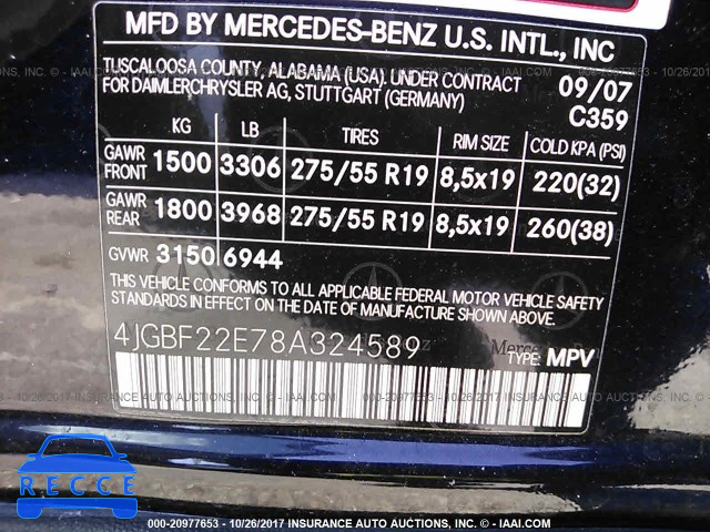 2008 Mercedes-benz GL 4JGBF22E78A324589 зображення 8