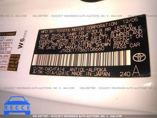 2006 Scion TC JTKDE177360108660 image 8