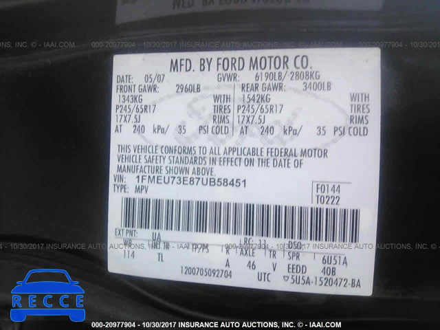 2007 Ford Explorer 1FMEU73E87UB58451 image 8