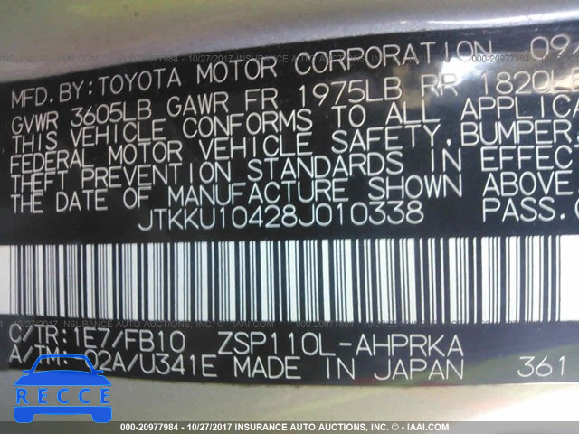 2008 Scion XD JTKKU10428J010338 зображення 8