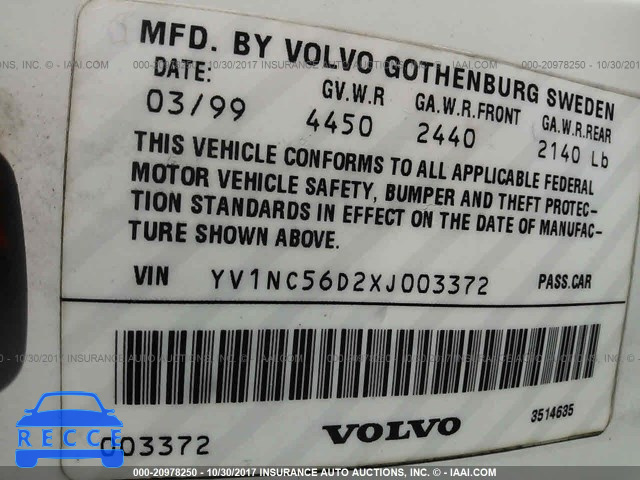 1999 Volvo C70 TURBO YV1NC56D2XJ003372 image 8