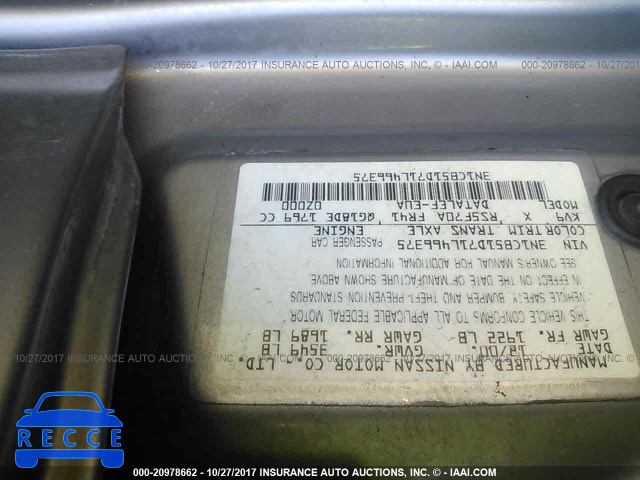 2001 Nissan Sentra XE/GXE 3N1CB51D71L466375 image 8
