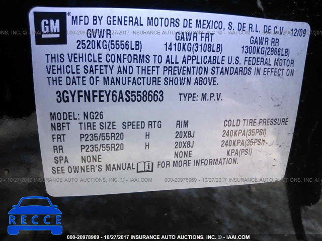 2010 Cadillac SRX PREMIUM COLLECTION 3GYFNFEY6AS558663 image 8