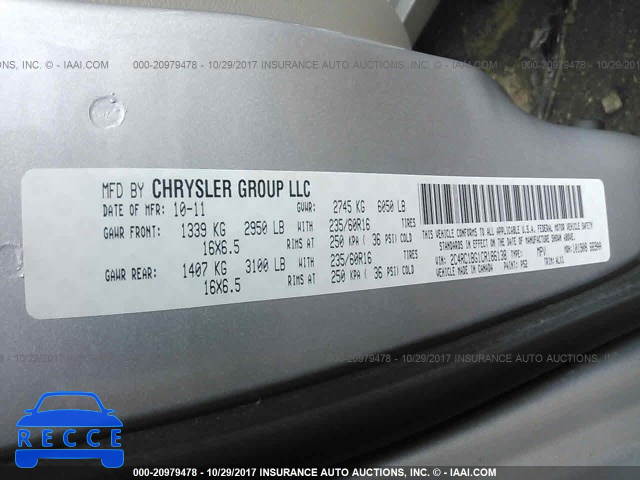 2012 Chrysler Town and Country 2C4RC1BG1CR186138 image 8