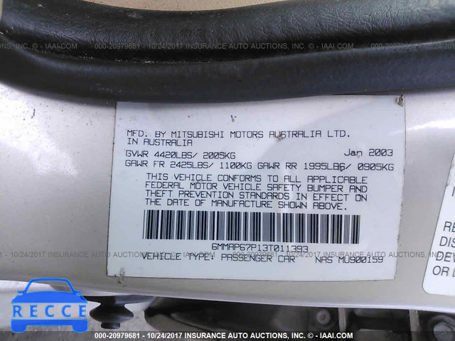 2003 Mitsubishi Diamante 6MMAP67P13T011393 image 8