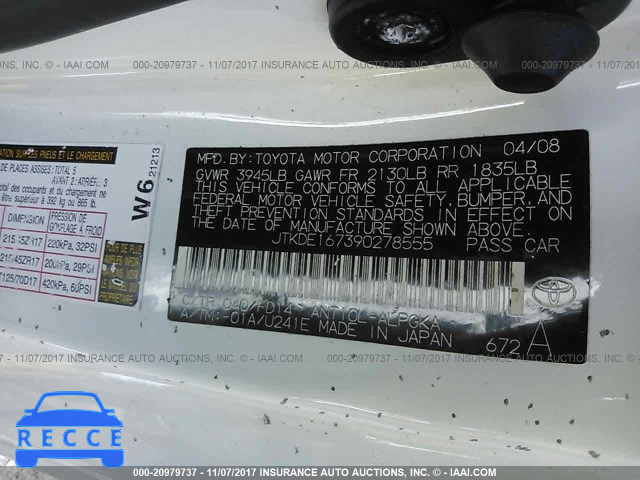 2009 Scion TC JTKDE167390278555 image 8