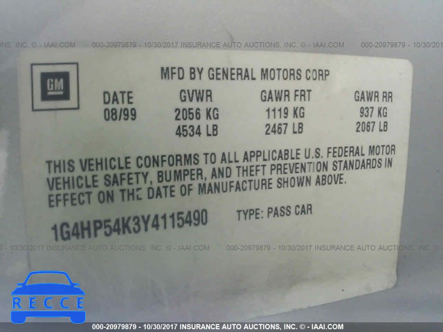 2000 Buick Lesabre CUSTOM 1G4HP54K3Y4115490 image 8