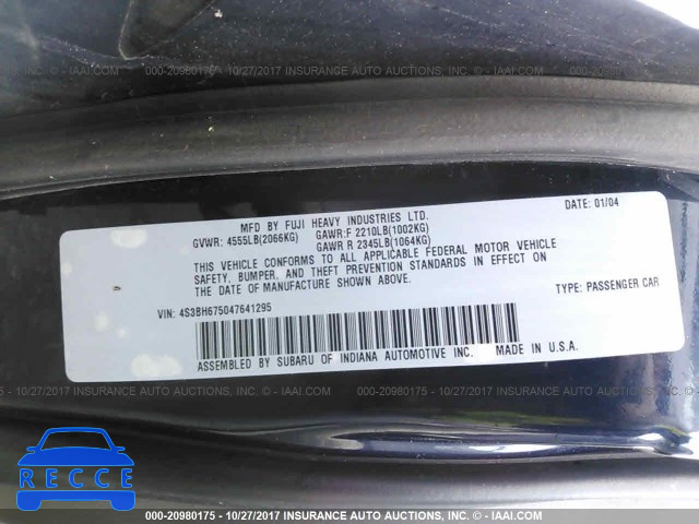 2004 Subaru Legacy 4S3BH675047641295 зображення 8