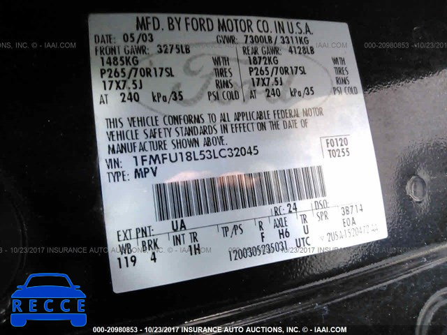 2003 Ford Expedition 1FMFU18L53LC32045 image 8