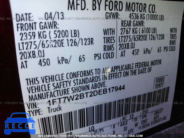 2013 Ford F250 1FT7W2BT2DEB17944 зображення 8