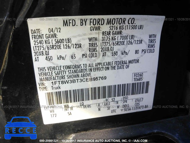 2012 Ford F350 1FT8W3BT3CEB95769 зображення 8