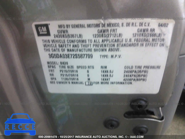 2002 Buick Rendezvous 3G5DA03E72S587709 image 8