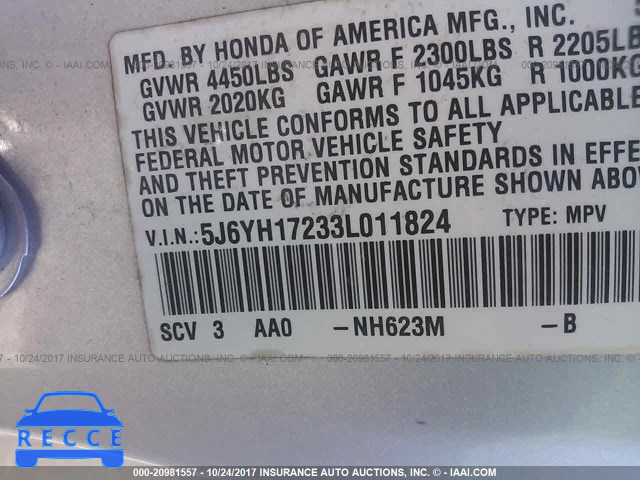 2003 Honda Element DX 5J6YH17233L011824 image 8