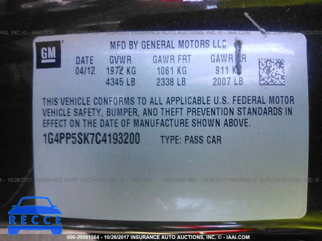 2012 BUICK VERANO 1G4PP5SK7C4193200 image 8