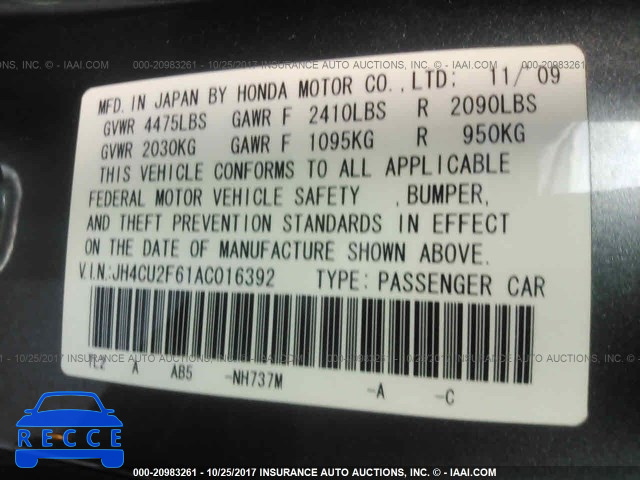 2010 Acura TSX JH4CU2F61AC016392 image 8