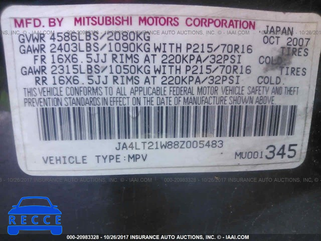 2008 Mitsubishi Outlander JA4LT21W88Z005483 image 8
