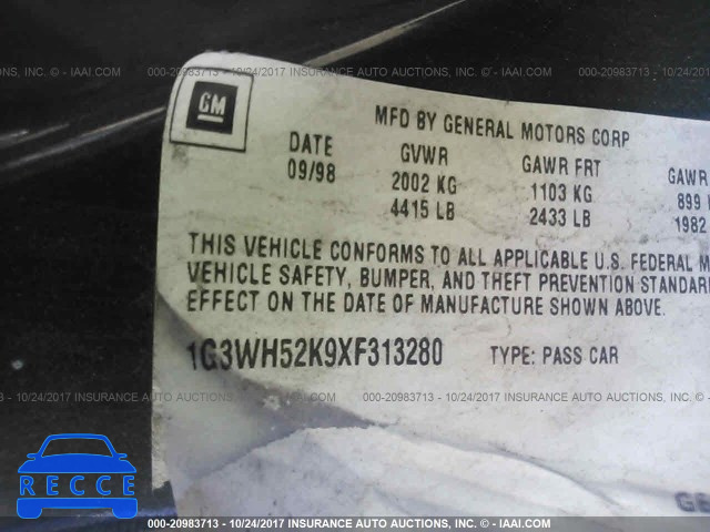 1999 Oldsmobile Intrigue 1G3WH52K9XF313280 зображення 8