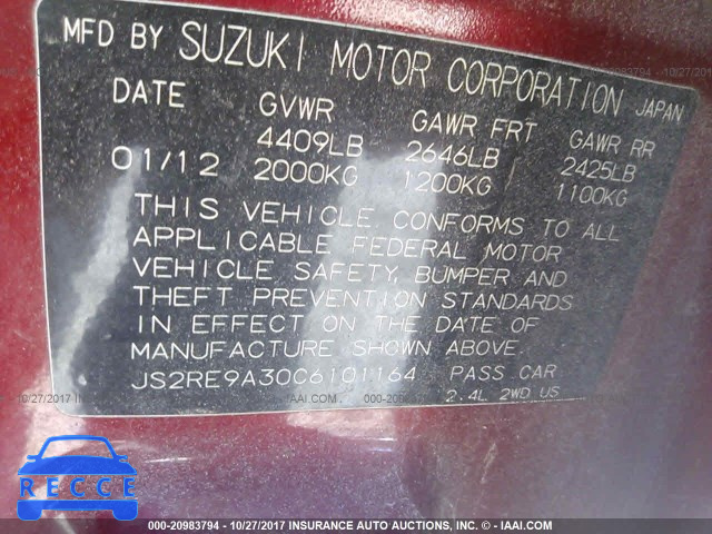 2012 Suzuki Kizashi SE JS2RE9A30C6101164 Bild 8