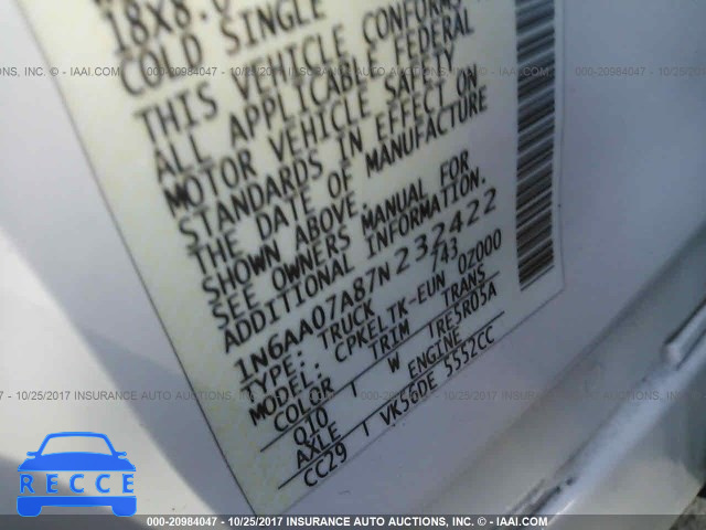 2007 Nissan Titan XE/SE/LE 1N6AA07A87N232422 image 8