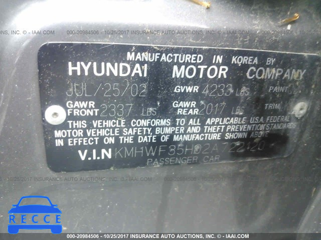 2002 Hyundai Sonata KMHWF35H02A722120 Bild 8